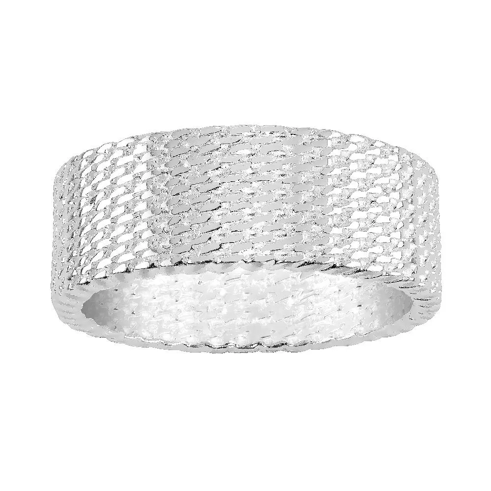 Hopeinen miesten sormus, kuvioitu pinta