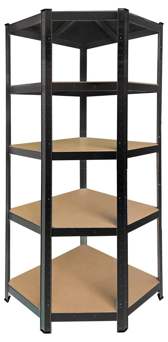 Kulmahylly metallia autotalliin tai varastoon, 5 hyllytasoa