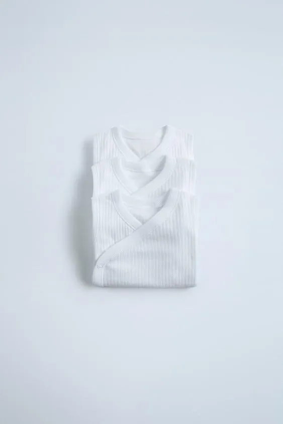 3-PACK OF SLEEVELESS KIMONO BODYSUITS