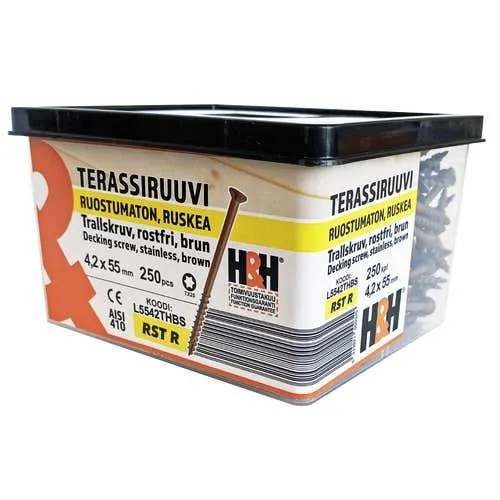 H&H terassiruuvi 4,2x55mm RST ruskea 250kpl