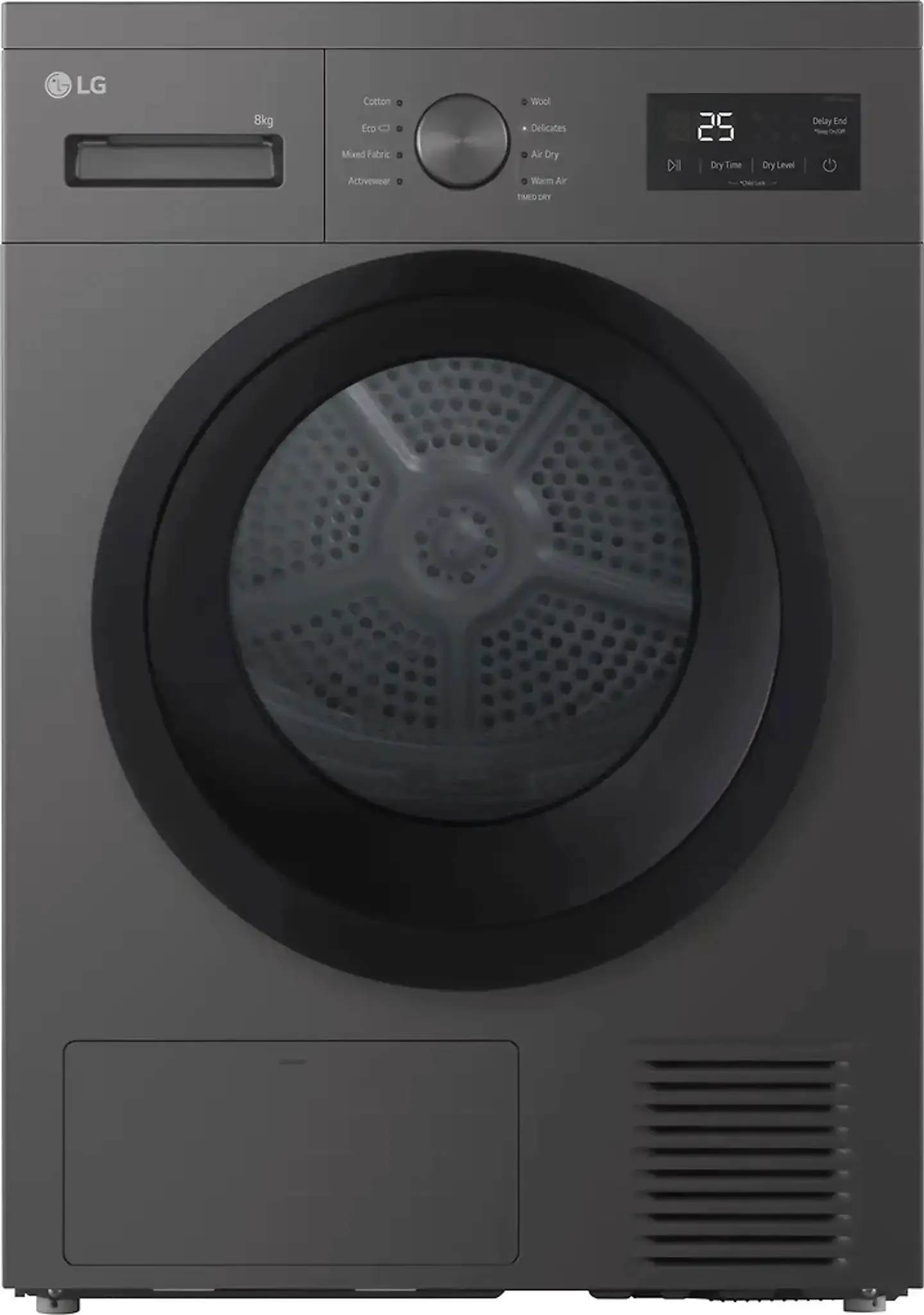 LG kuivausrumpu RHA1008NDK, 8kg, tumma harmaa