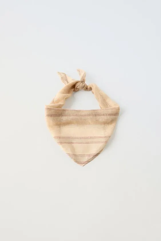 STRIPED LINEN BLEND TRIANGLE SCARF
