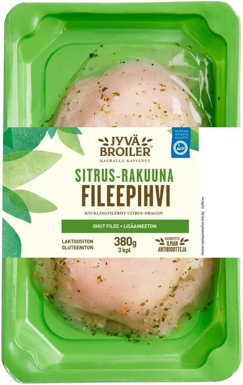 Jyväbroiler Broilerin Fileepihvi Sitrus-Rakuuna 380g