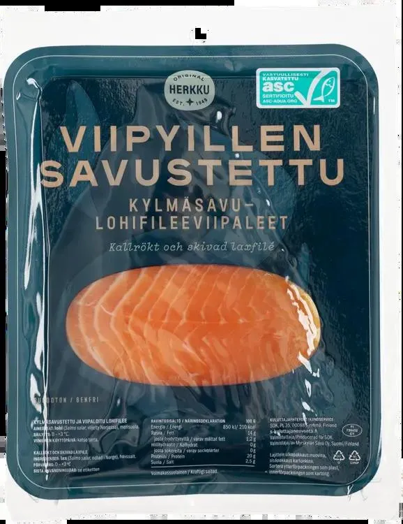 Herkku Viipyillen kylmäsavustetut lohiviipaleet