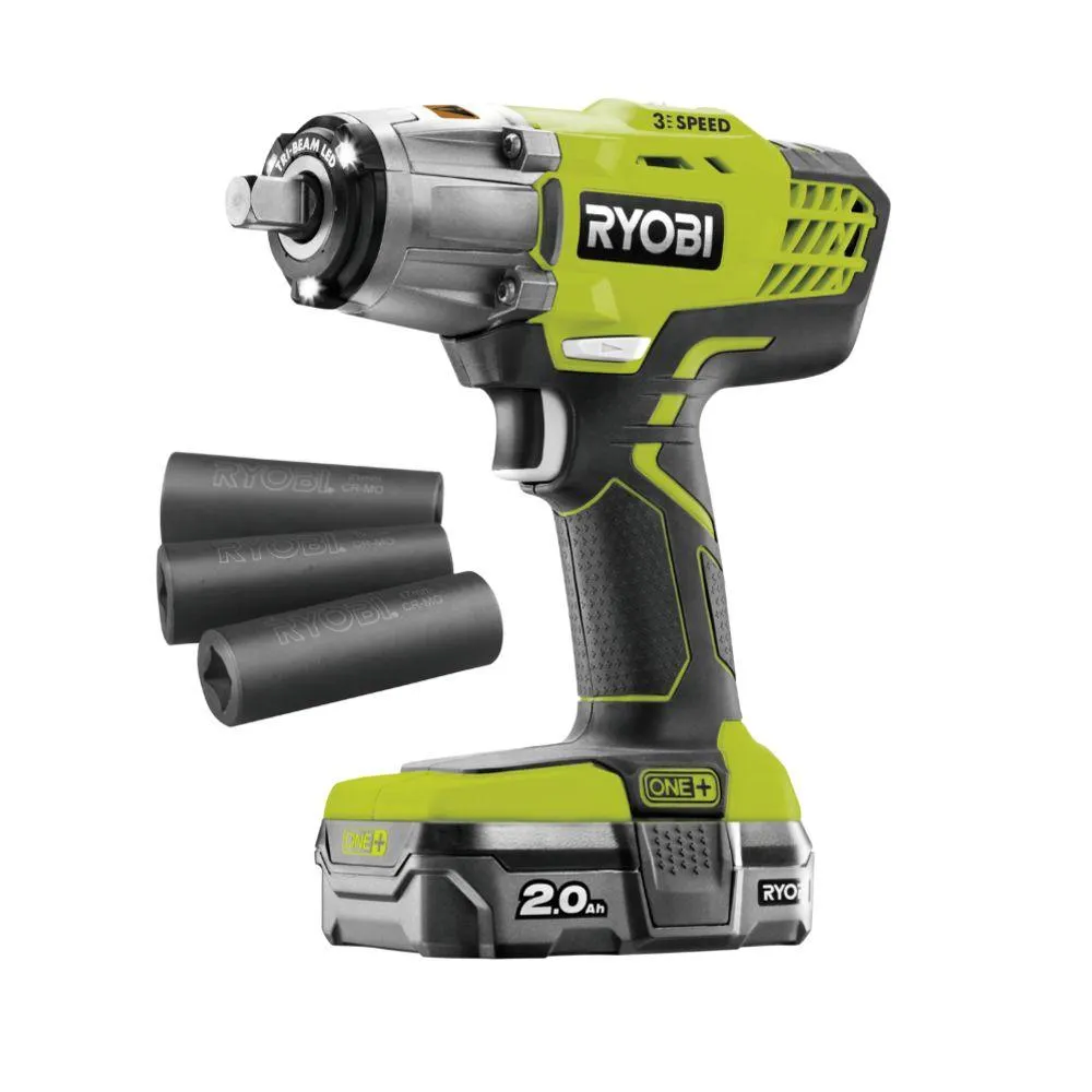 Ryobi ONE+ iskevä akkumutterinväänninsarja R18IW3-120S (2,0 Ah)