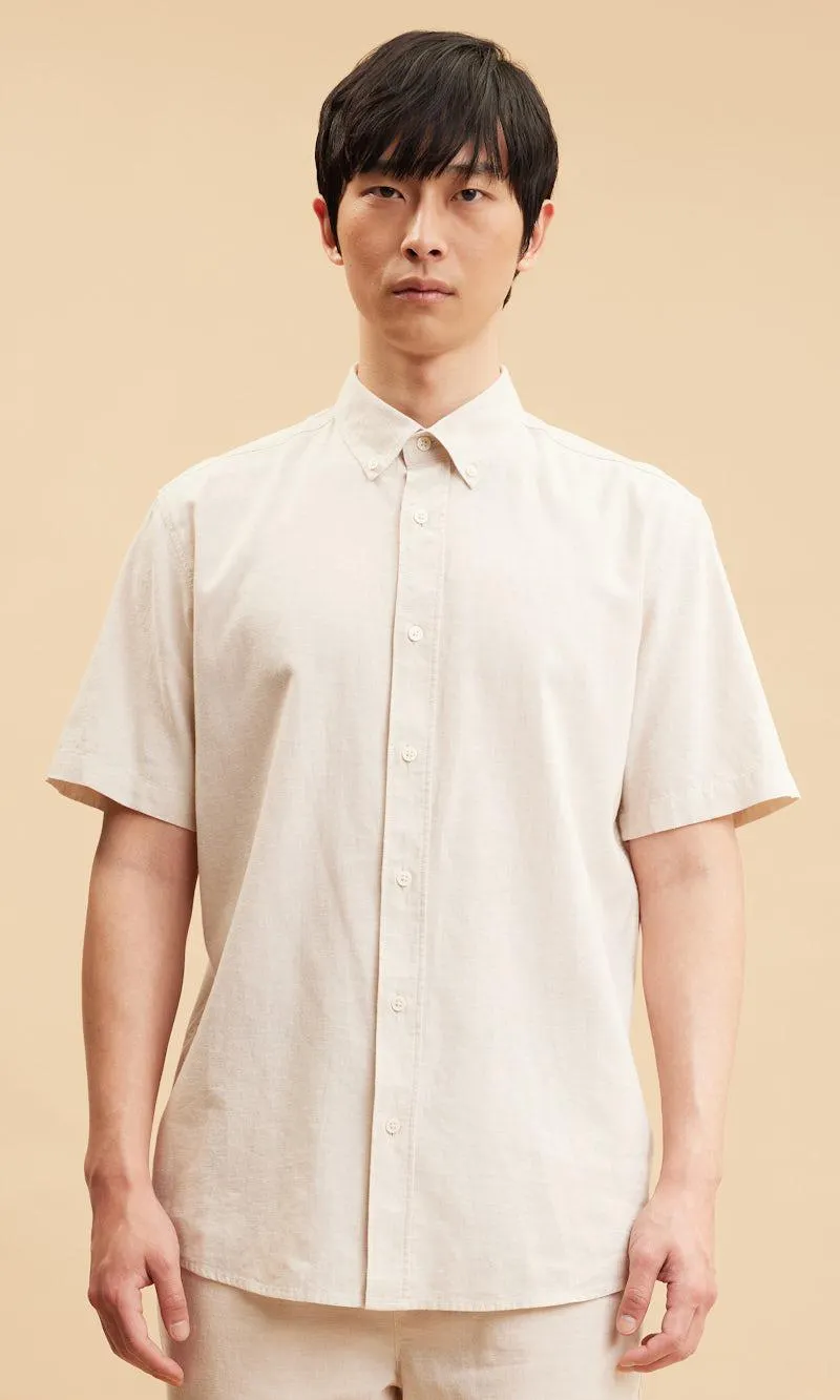 Kortermet skjorte i linblanding