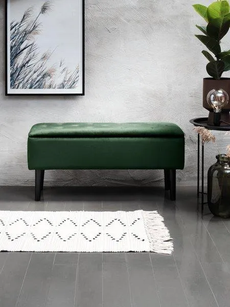 Bænk BADSTED m/opbevaringsplads grøn velour