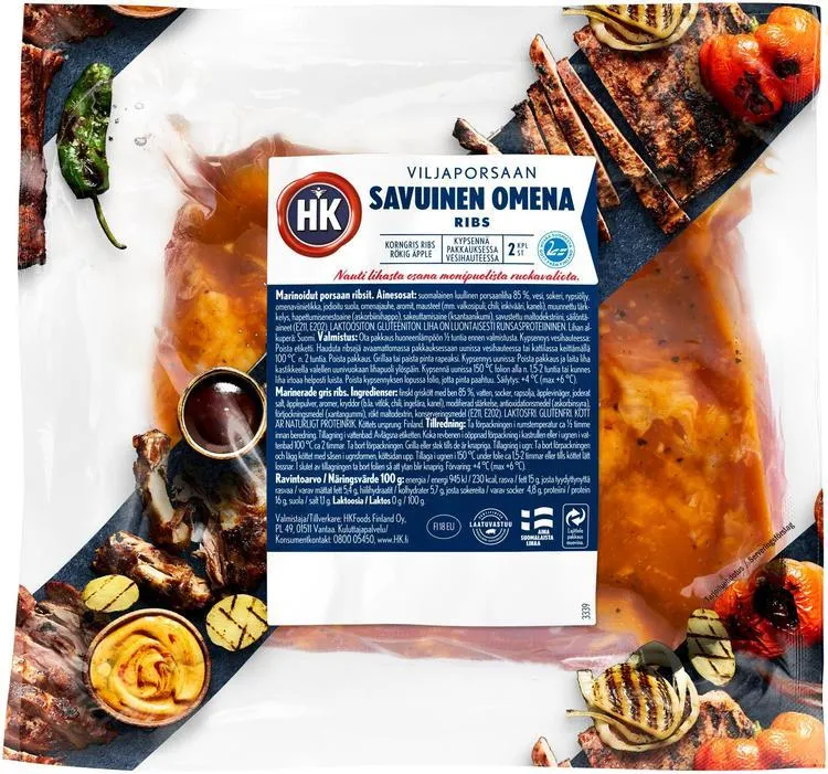 HK Viljaporsaan ribs Savuinen omena n600g