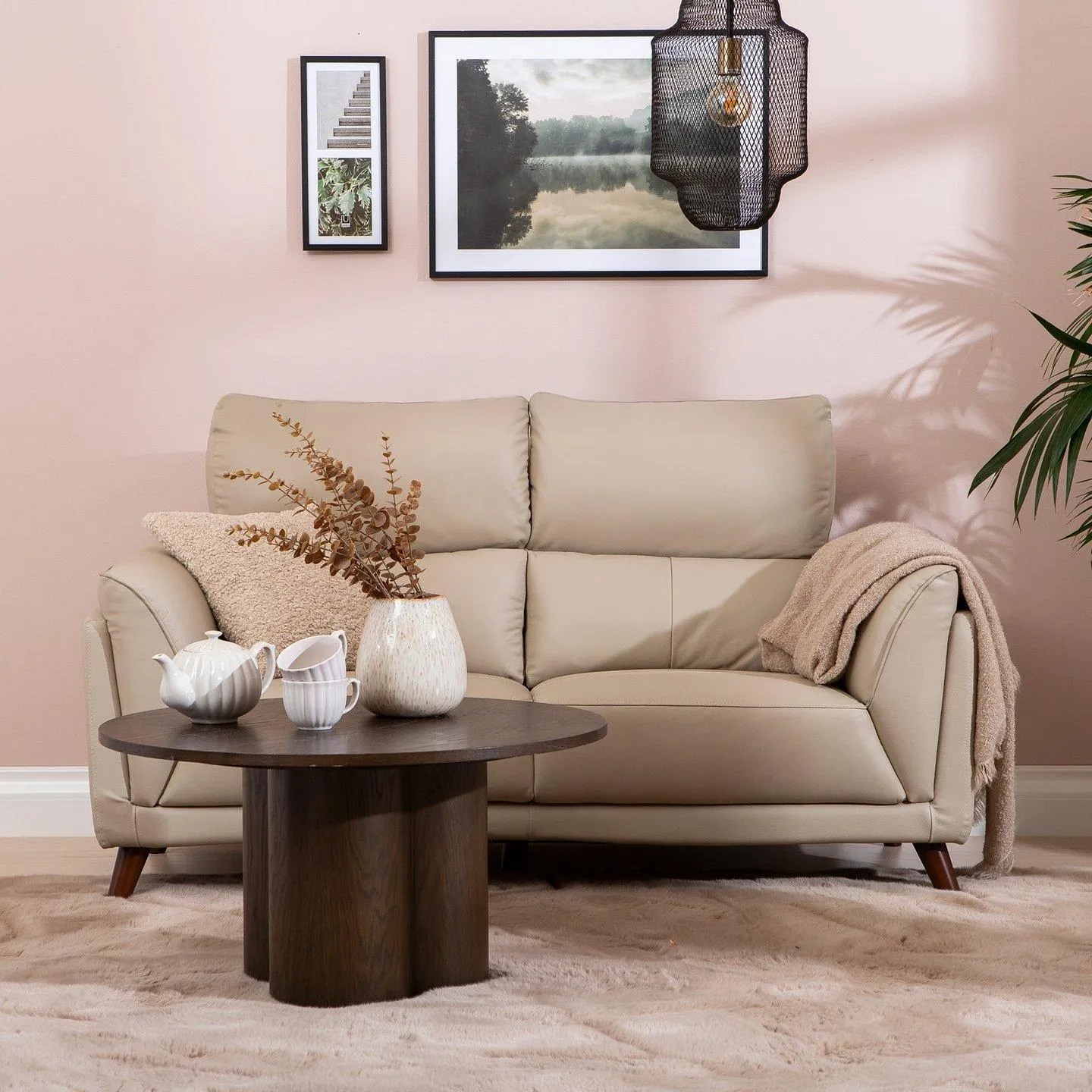 2-istuttava sohva beige nahka/keinonahka