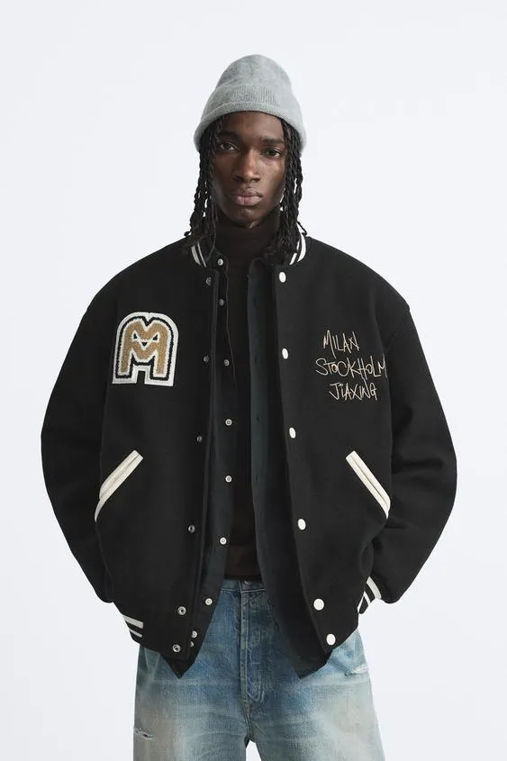 BOMBER JACKET WITH CONTRAST PATCH