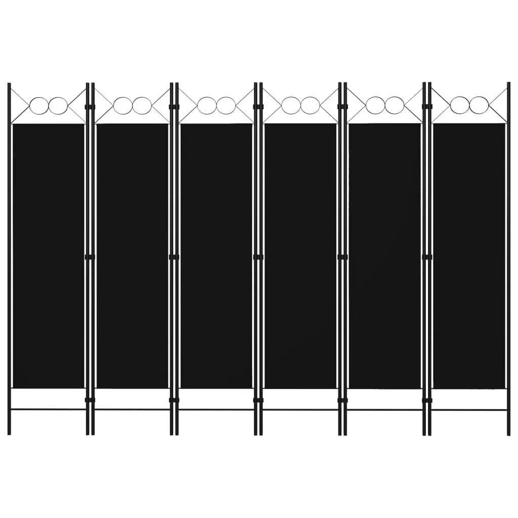 vidaXL 6-Paneelinen tilanjakaja 240x180 cm musta