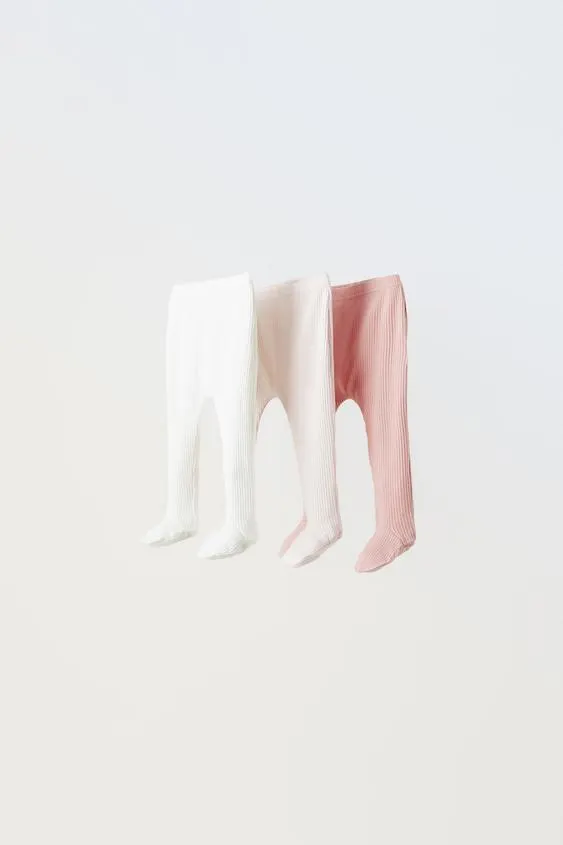 0-9 MONTHS/ 3-PACK OF RIBBED MODAL BLEND FOOTED LEGGINGS