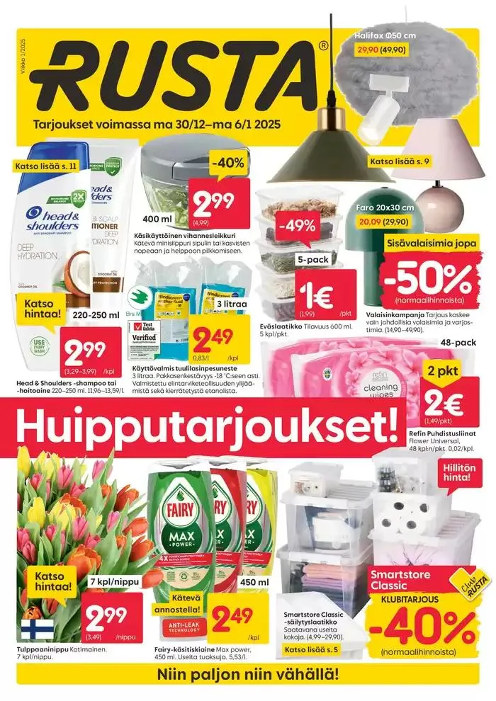 Rusta tarjoukset voimassa alkaen 30. joulukuuta - 13. tammikuuta 2025 - Tarjouslehti sivu 1