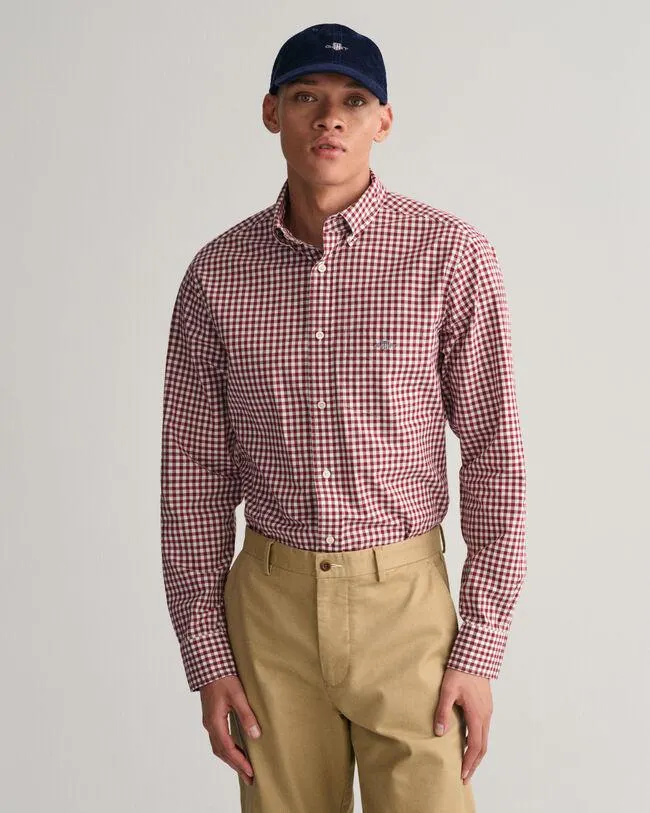 Regular fit ‑mitoitettu gingham-ruutuinen popliinipaita