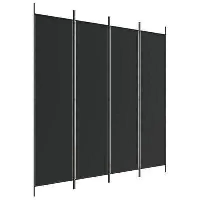 vidaXL 4-Paneelinen Tilanjakaja musta 200x200 cm kangas
