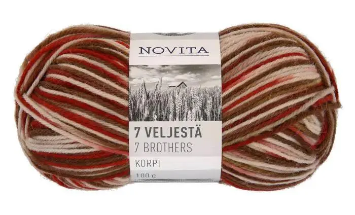 Novita 7 Veljestä lanka Korpi 100 g 989 puunkuori