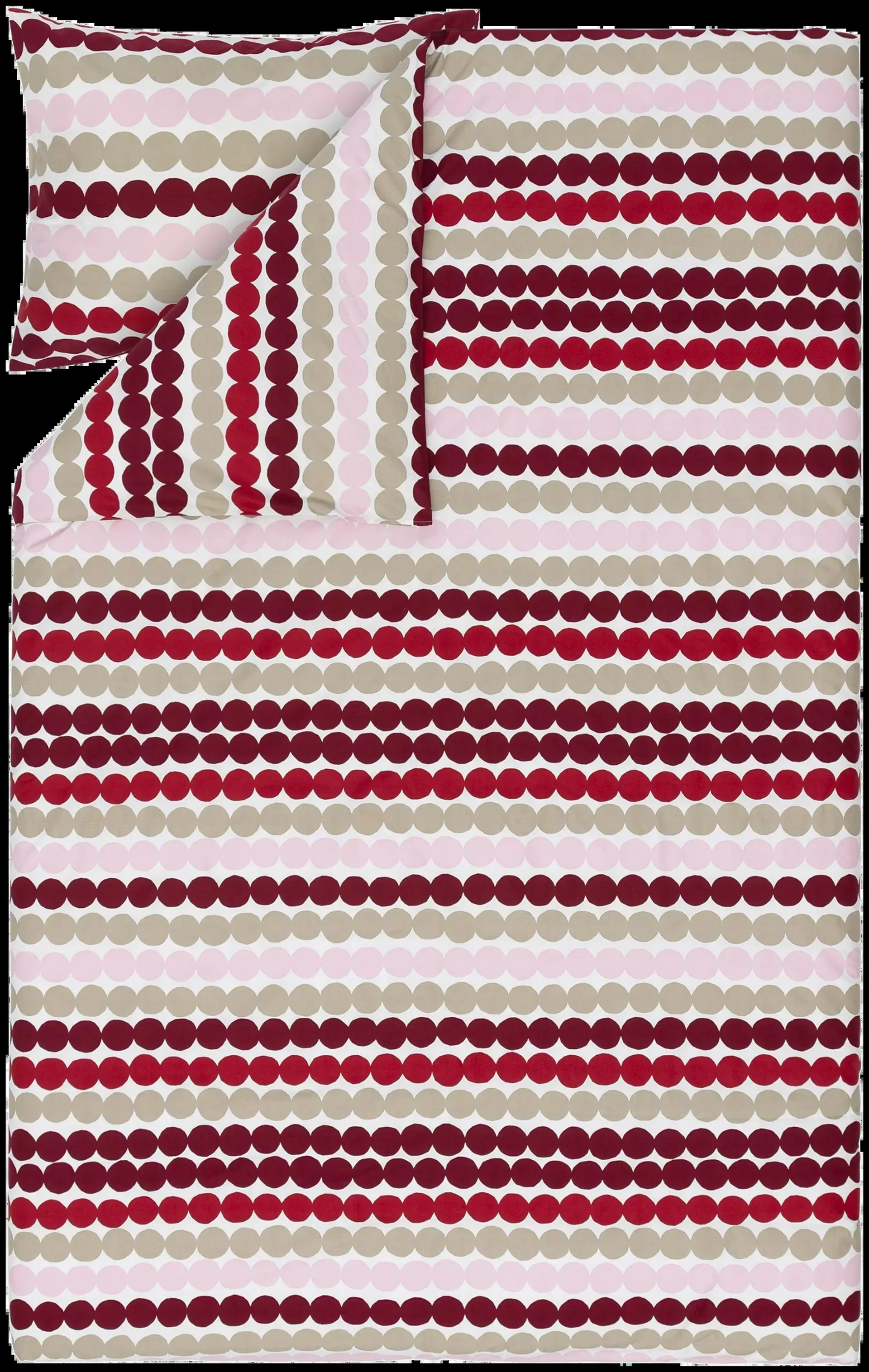 Marimekko Räsymatto Pussilakanasetti 150x210/50x60cm tummanpunainen monivärinen