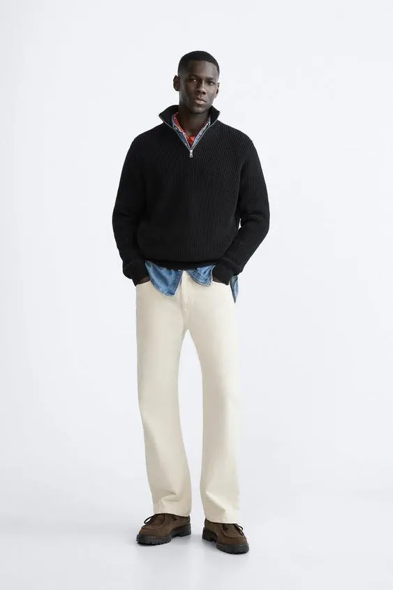 PURL KNIT QUARTER-ZIP SWEATER