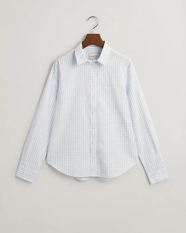 Regular fit ‑mitoitettu gingham-ruutuinen popliinipaita