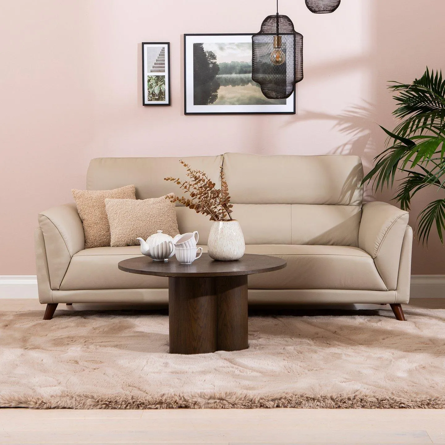 3-istuttava sohva beige nahka/keinonahka