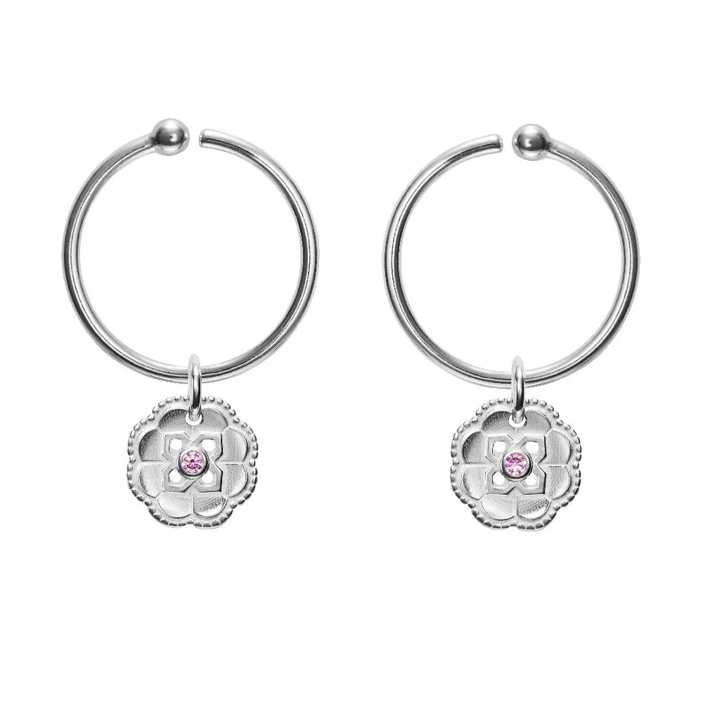 Kalevala Roosa nauha Osmansolmu korvakorut, hopea, pinkki zirkonia