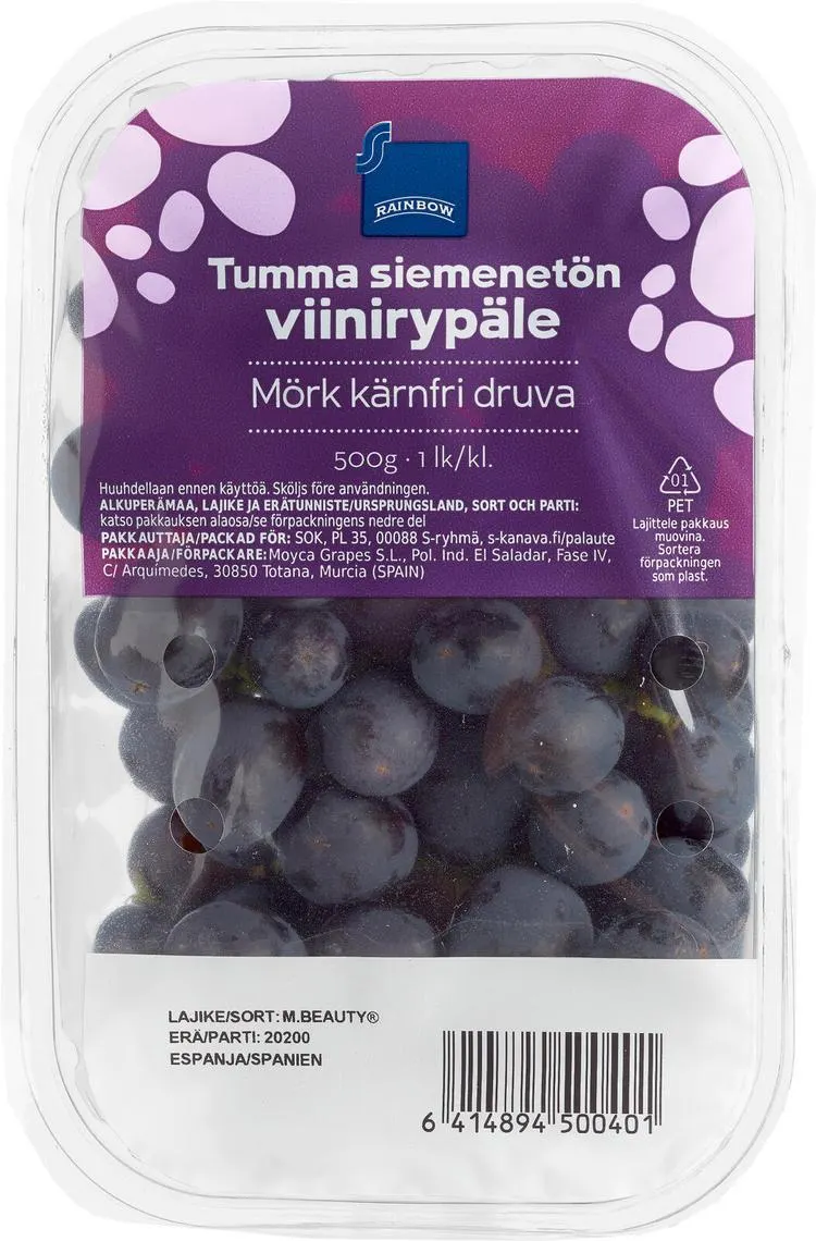 Rainbow viinirypäle tumma siemenetön 500g