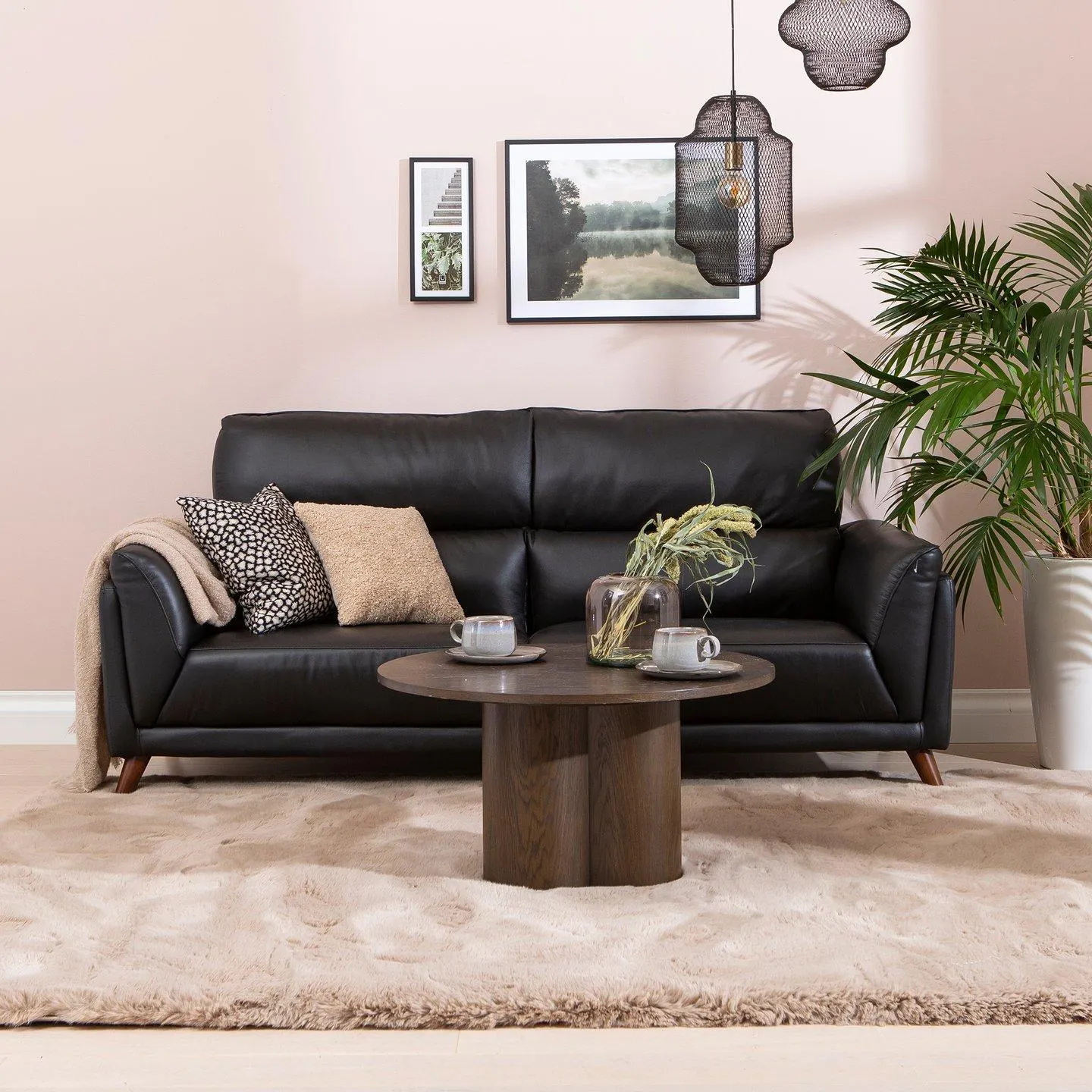 3-istuttava sohva musta nahka/keinonahka