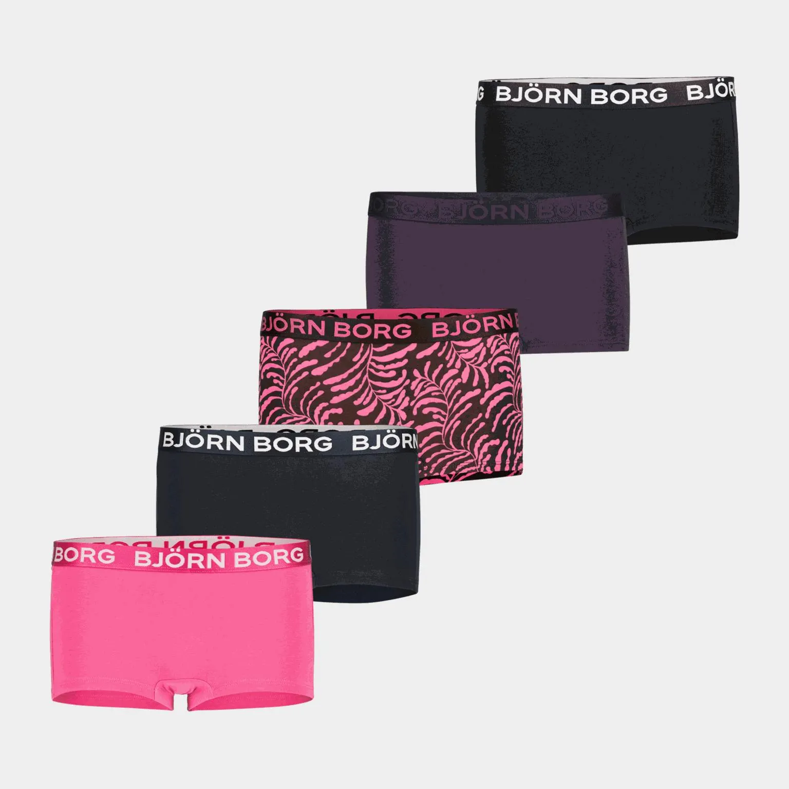 Cotton Stretch Boxer Shorts 5-pack, tyttöjen bokserit - Monivärinen