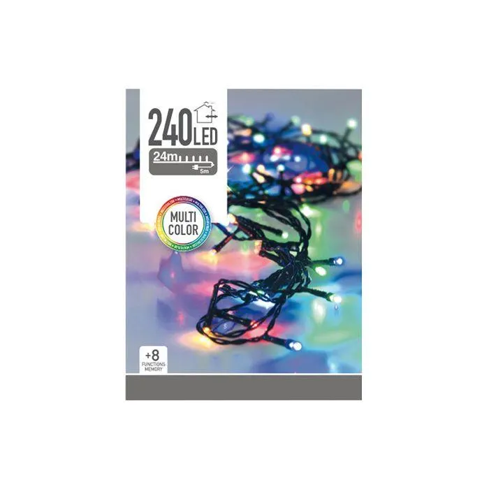 LED 240 PERUSVALOSARJA MULTICOLOUR, TUMMA JOHTO, ULKO- JA