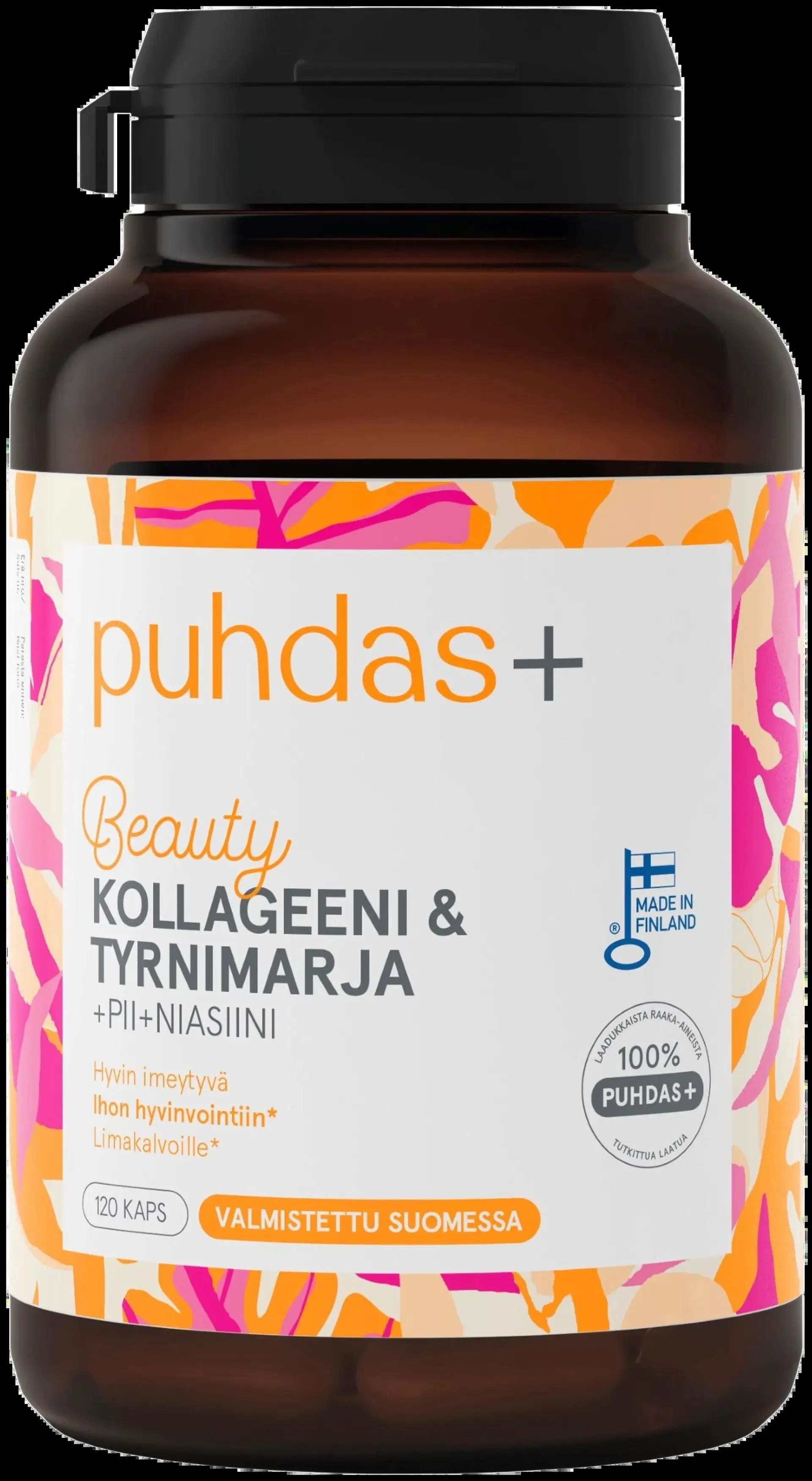 Puhdas+ Kollageeni & tyrnimarja +Pii +Niasiini 120 kaps