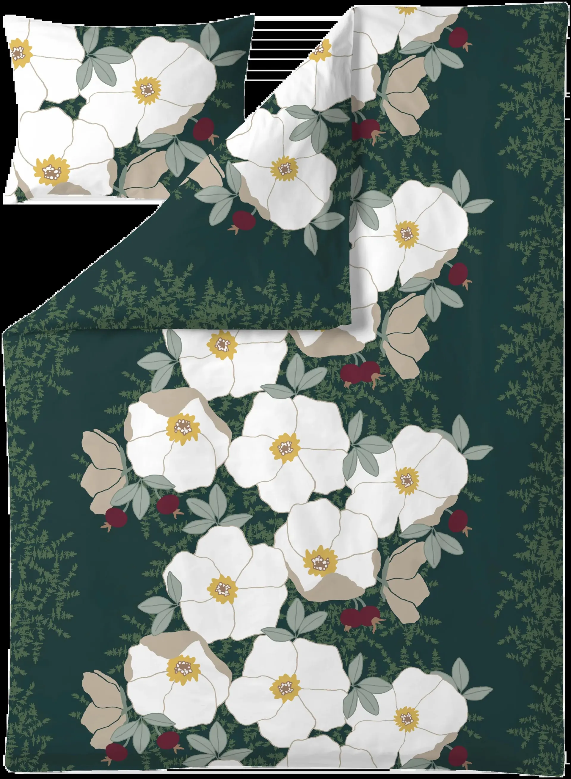 Finlayson satiini pussilakanasetti Rosa 150X210+50X60 tumma vihreä