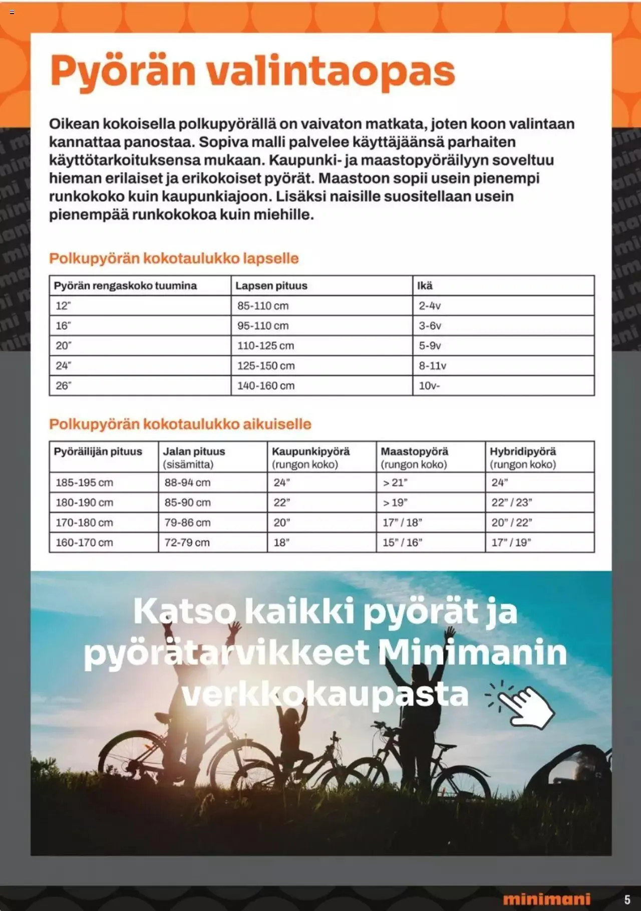 Minimani - Pyöräilykuvasto voimassa alkaen 28. elokuuta - 31. joulukuuta 2023 - Tarjouslehti sivu 5