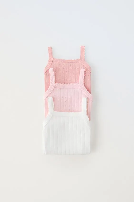 1 MONTH - 3 YEARS/ PACK OF THREE OPENWORK BODYSUITS WITH STRAPS