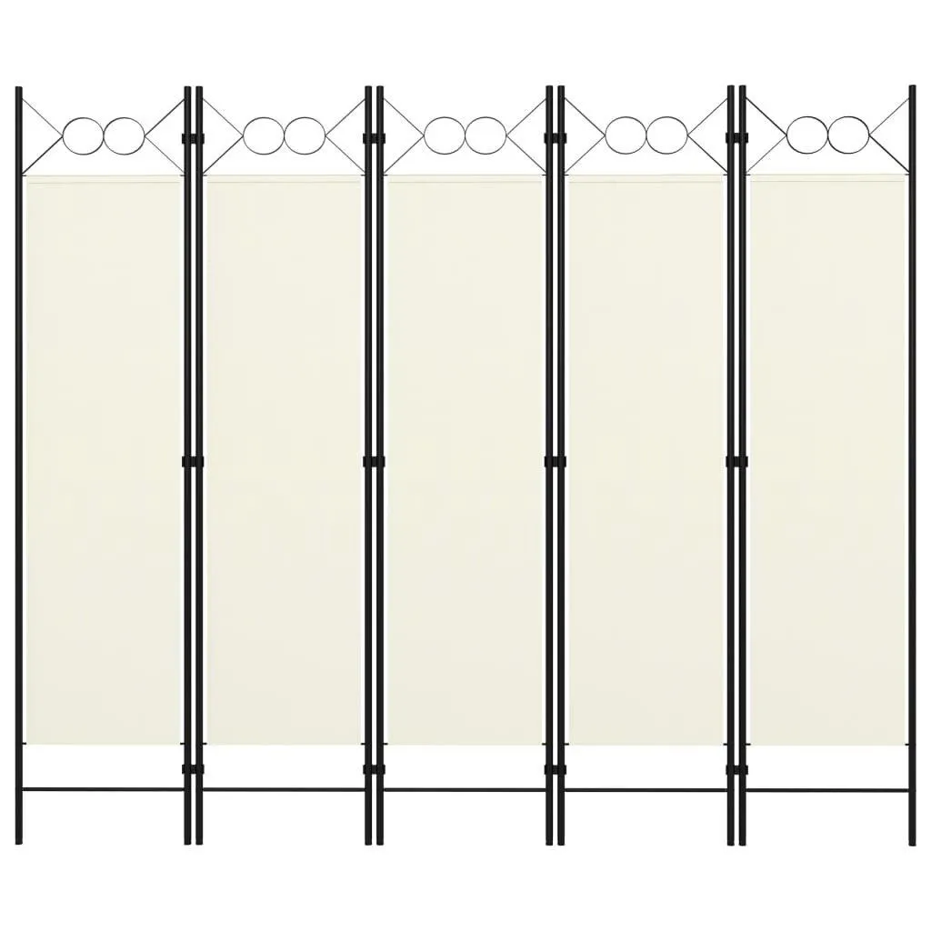 vidaXL 5-Paneelinen tilanjakaja kermanvalkoinen 200x180 cm