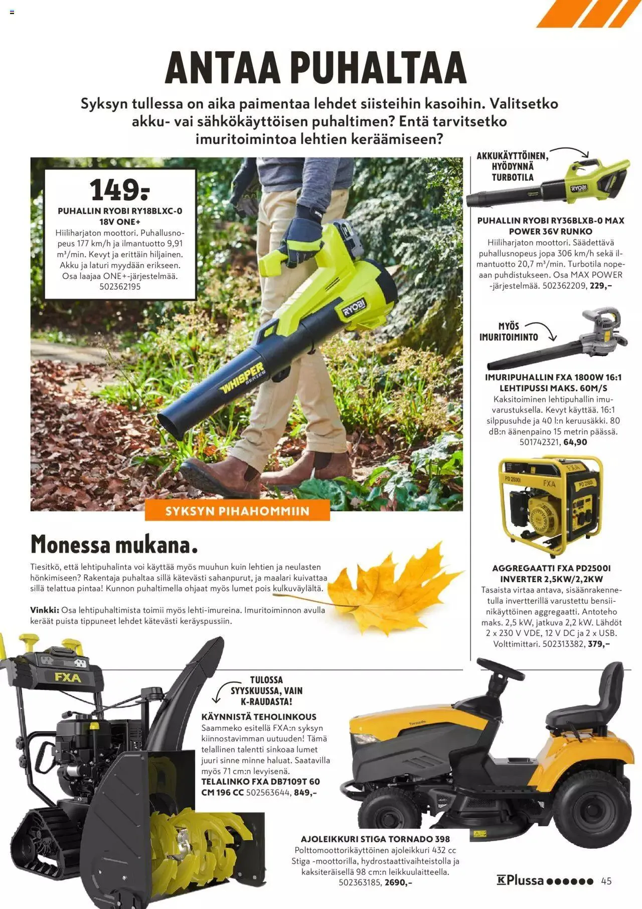 K-Rauta tarjoukset - Pakissa voimassa alkaen 1. elokuuta - 30. syyskuuta 2023 - Tarjouslehti sivu 45