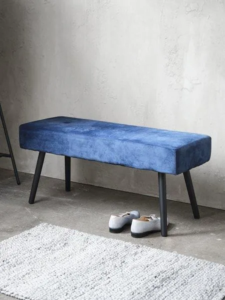 Bænk RJUKAN mørkeblå velour/sort