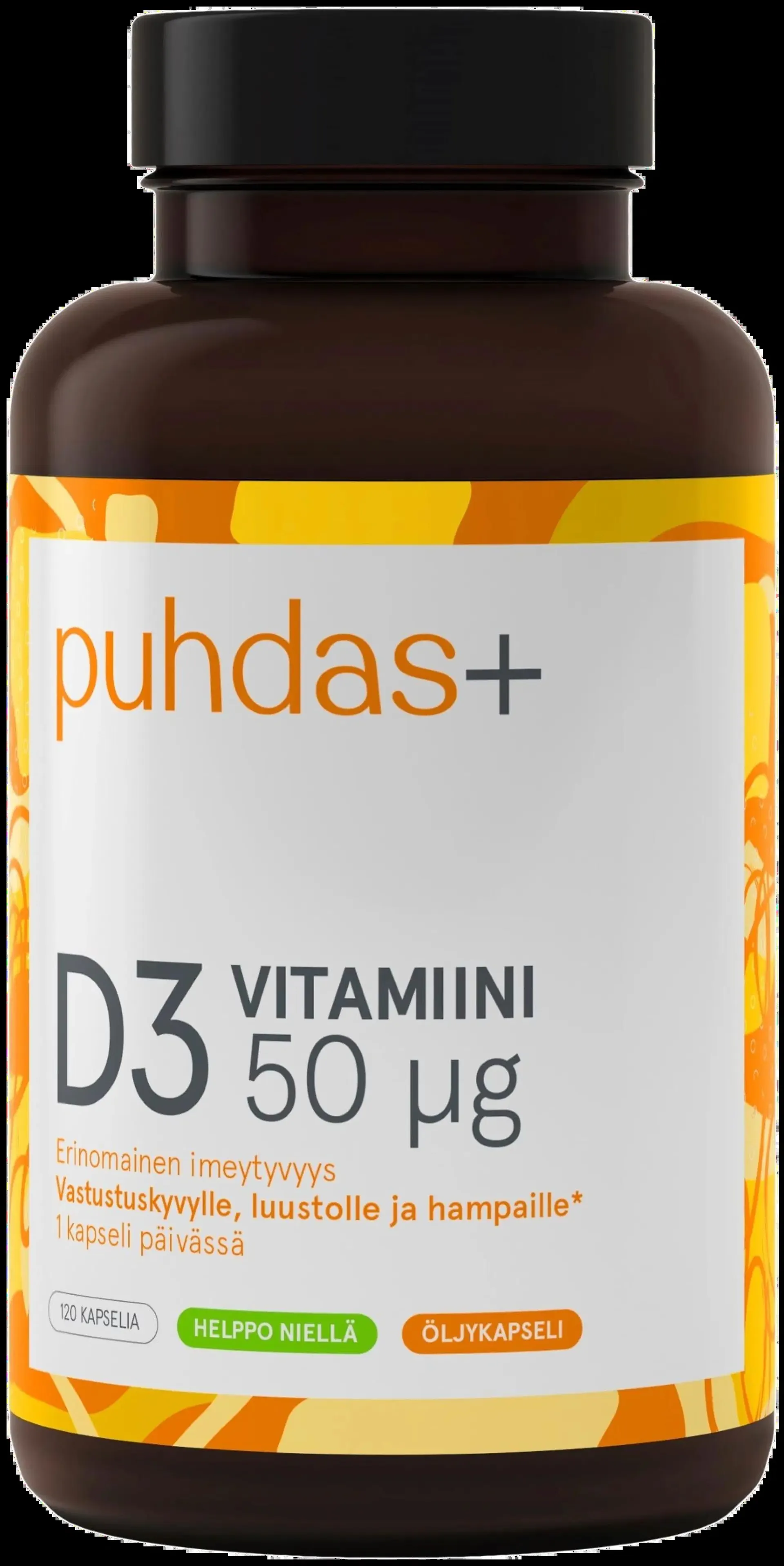 Puhdas+ D3-Vitamiini 50µg 120 kaps