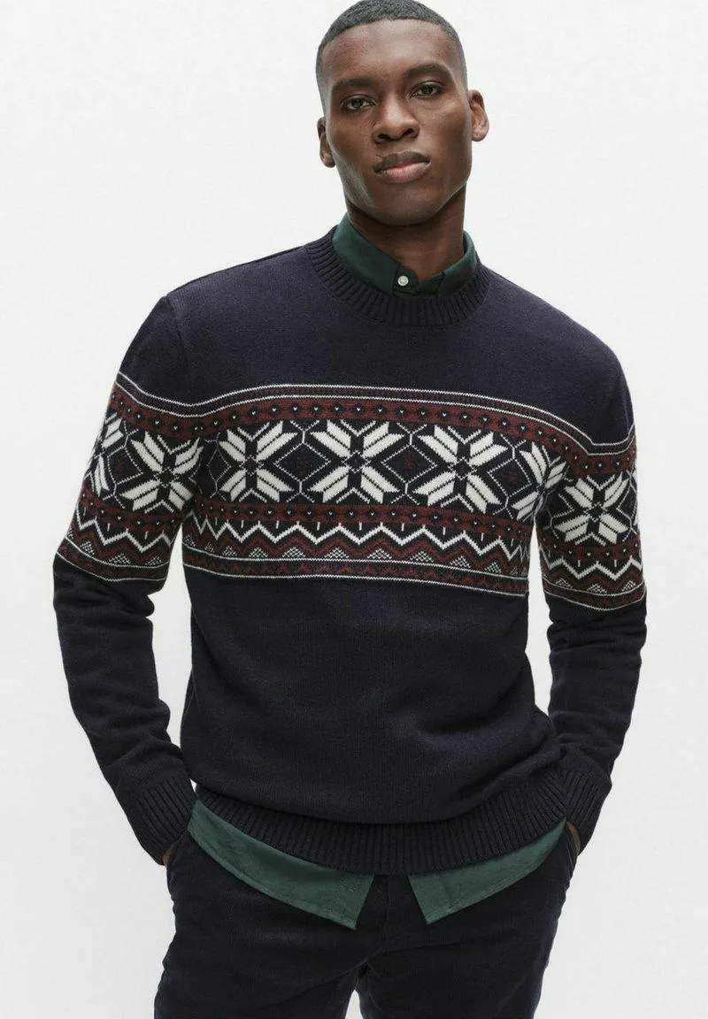 HAROLD JACQUARD CREW NECK - Neule - dark navy