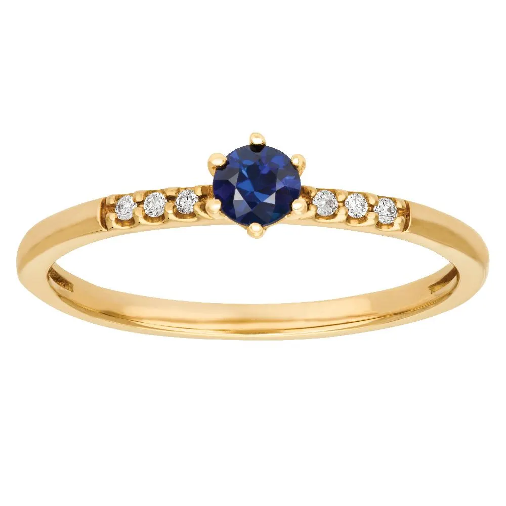 Timanttisafiiri- sormus 0,02 ct keltakulta