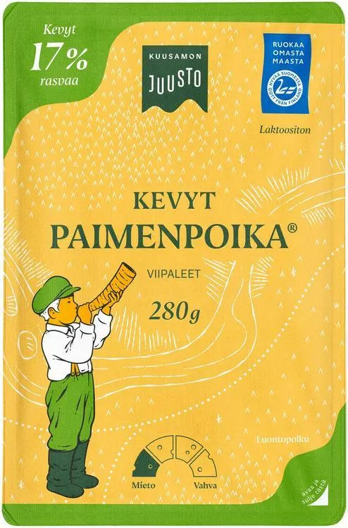 Kuusamon Juusto Paimenpoika kevyt kermajuustoviipaleet 17% 280 g