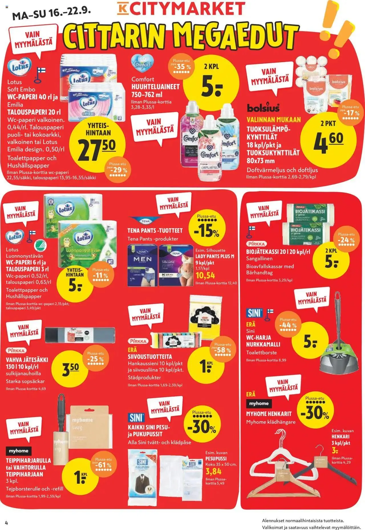 K-Citymarket tarjoukset voimassa alkaen 16. syyskuuta - 22. syyskuuta 2024 - Tarjouslehti sivu 4