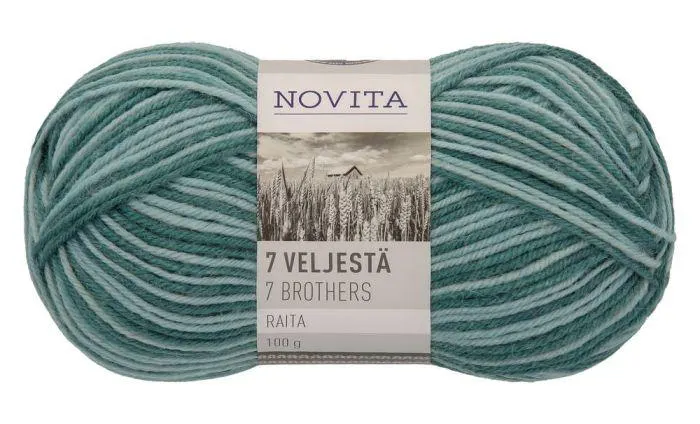 Novita 7 Veljestä lanka Raita 100 g 931 välimeri
