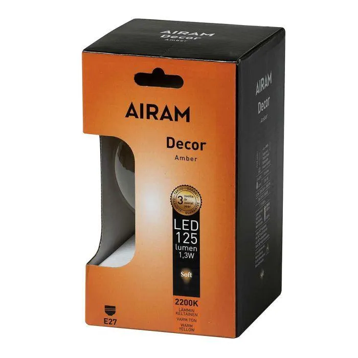 AIRAM LED AMBER GLOBE ANTIIKKI LAMPPU 1,3W POP-95 2200K E27, 125LM, 15,000H