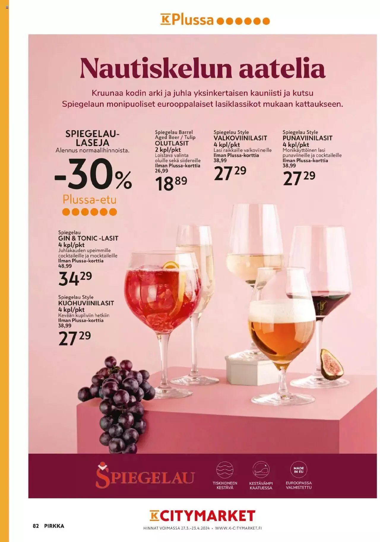K-Market - Pirkka voimassa alkaen 27. maaliskuuta - 23. huhtikuuta 2024 - Tarjouslehti sivu 82