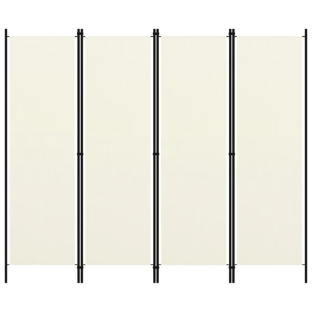 vidaXL 4-paneelinen tilanjakaja kermanvalkoinen 200x180 cm