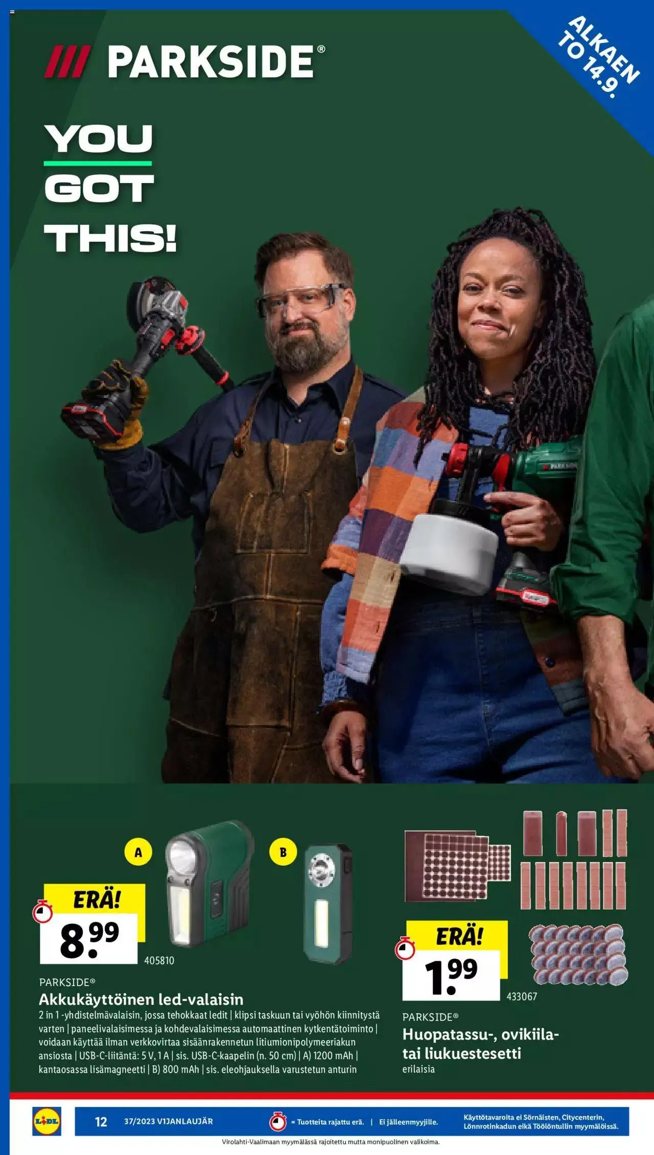 Lidl tarjoukset PARKSIDE voimassa alkaen 14. syyskuuta - 24. syyskuuta 2023 - Tarjouslehti sivu 12