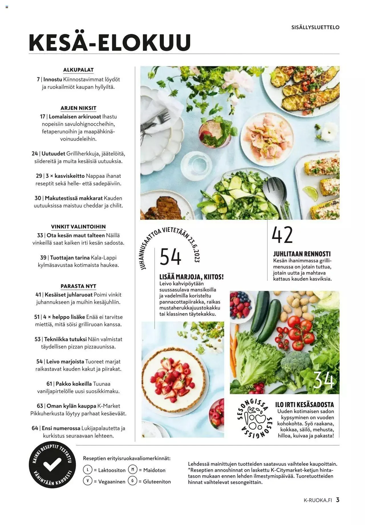 K-Market tarjoukset K-Ruoka 6–8/2023 voimassa alkaen 7. kesäkuuta - 29. elokuuta 2023 - Tarjouslehti sivu 3