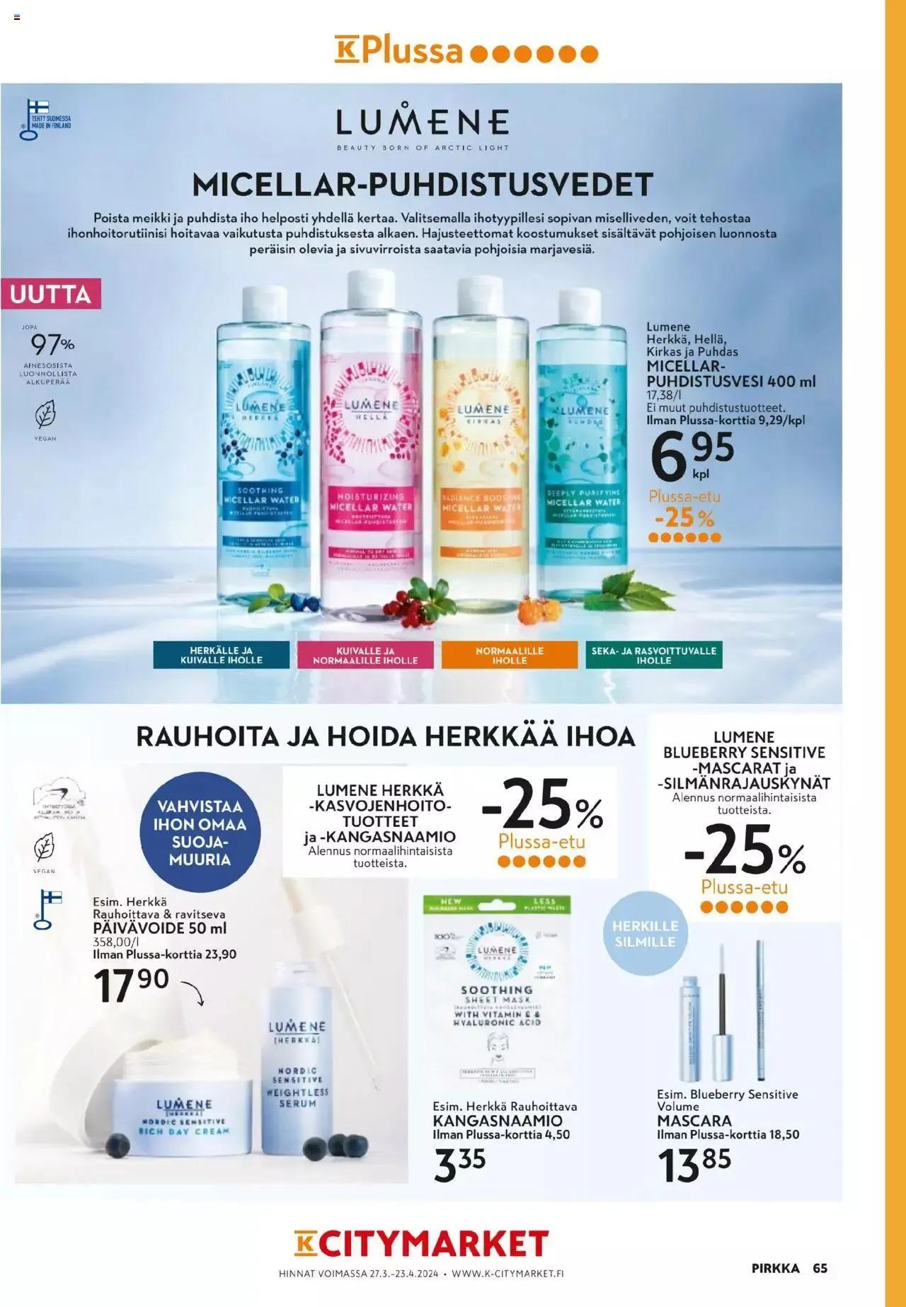 K-Market - Pirkka voimassa alkaen 27. maaliskuuta - 23. huhtikuuta 2024 - Tarjouslehti sivu 65