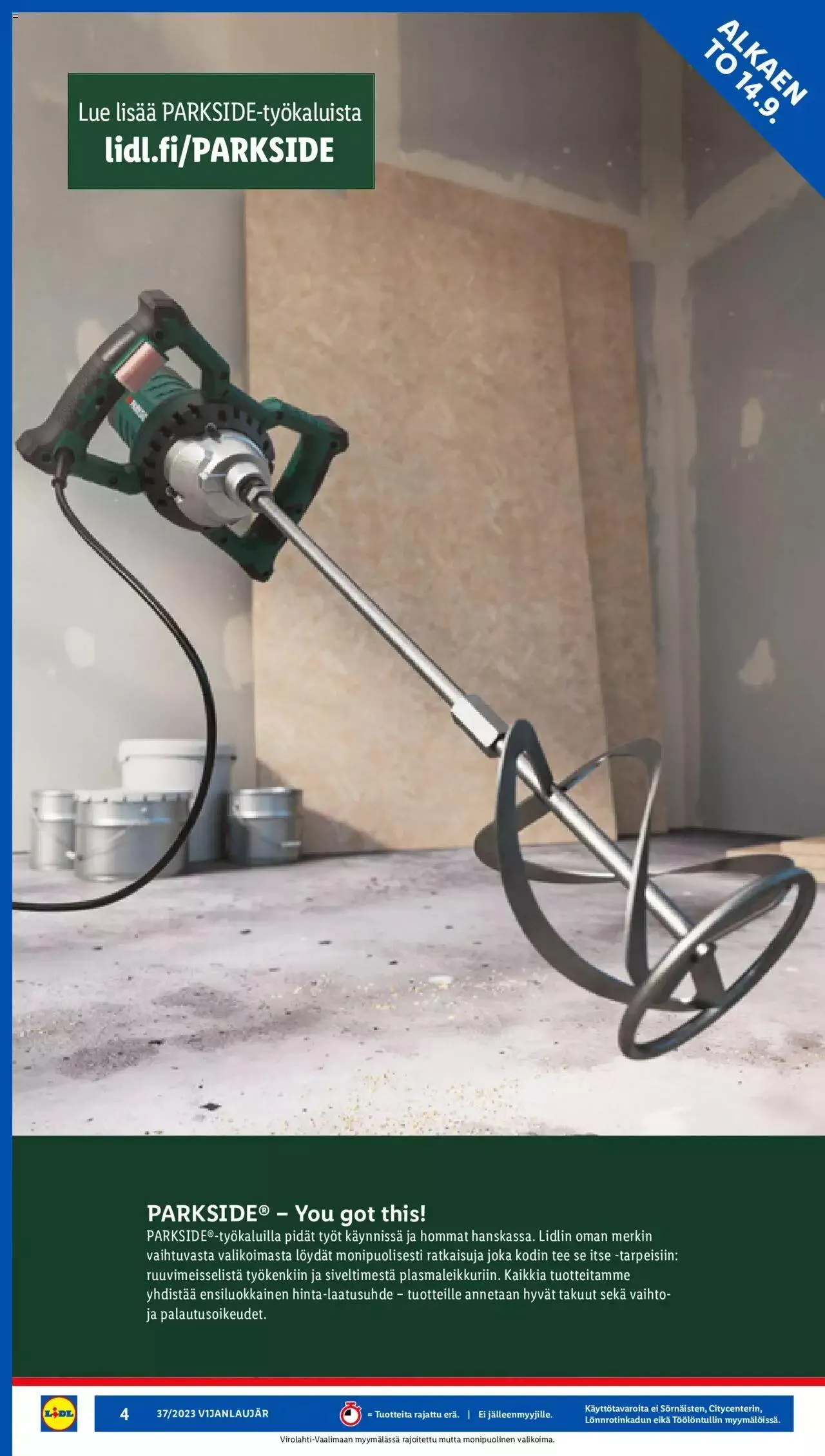 Lidl tarjoukset PARKSIDE voimassa alkaen 14. syyskuuta - 24. syyskuuta 2023 - Tarjouslehti sivu 4