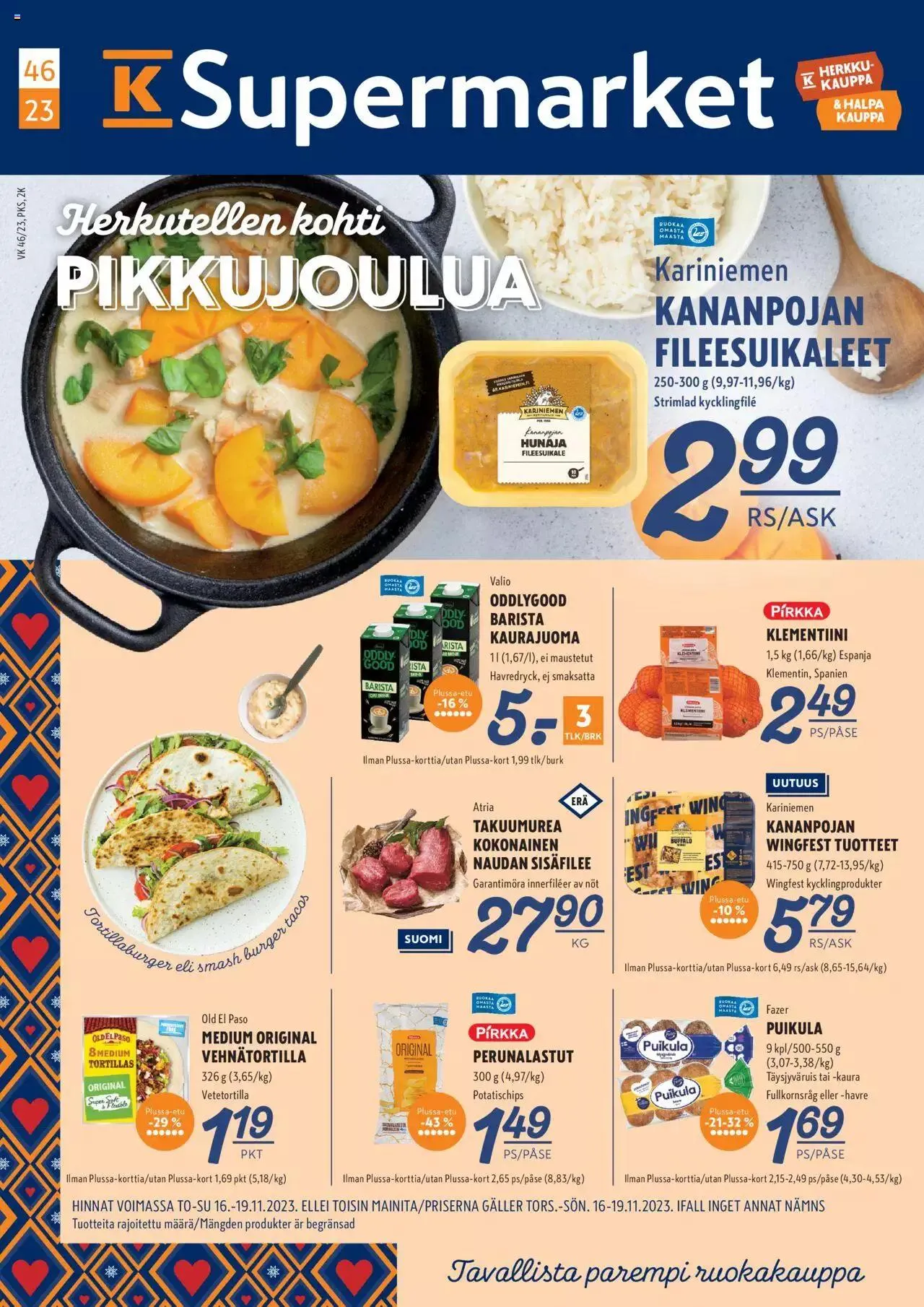 K-Supermarket tarjoukset voimassa alkaen 16. marraskuuta - 19. marraskuuta 2023 - Tarjouslehti sivu 1